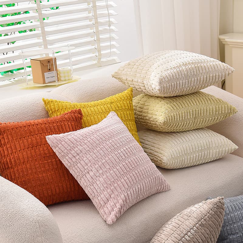 Corduroy Jacquard Pillowcase Sofa Large Fat Strip Cushion Cover Solid Color Striped Square Pillowcase No Core