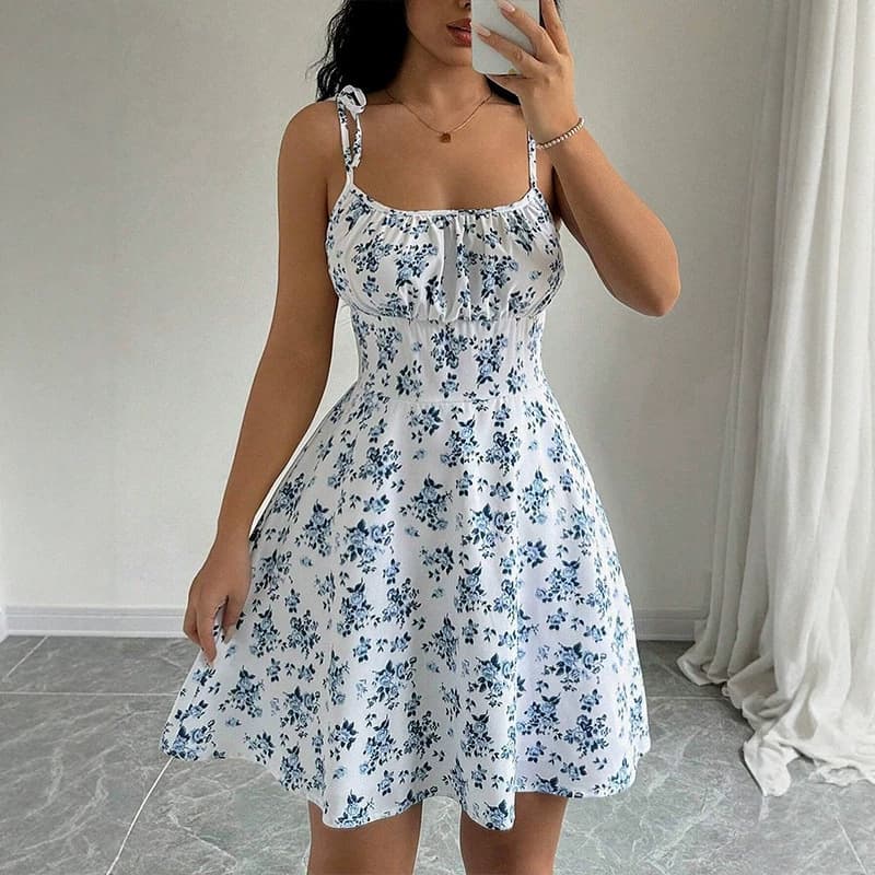 Amazon Spring New Sweet Fitted A-Line Stylish Short Dress 2025 European and American Loose Slimming Casual Dress