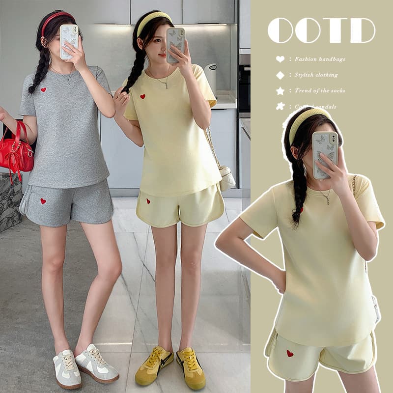 Actual Photo: New Summer Maternity Wear, Slimming Casual Outdoor Sportswear Set, Loose Plus Size Shorts Set
