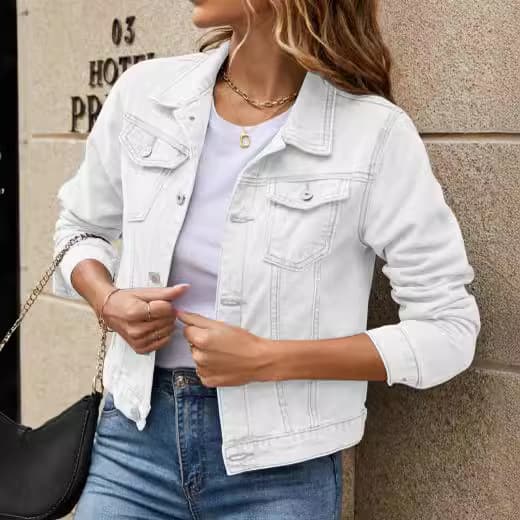 Wish Cross-Border Europe and America 2025 Foreign Trade Women's Clothing Amazon Autumn and Winter New Denim Jacket Long Sleeve Top