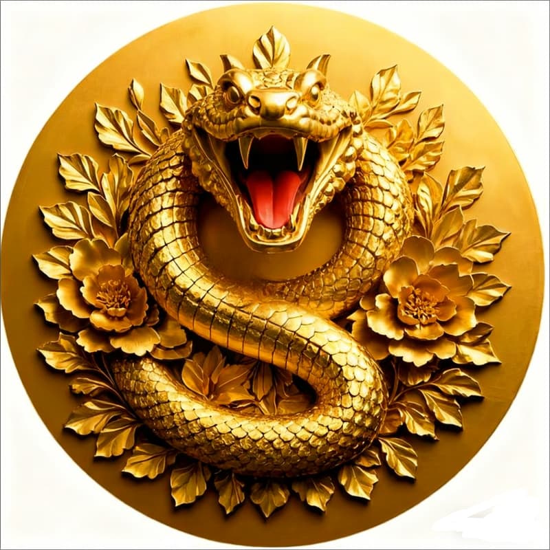 Year of the Snake Domineering 3D Visual Effect Round Sticker Wall Door Window Refrigerator Suitcase Sticker Self-Adhesive Sticker