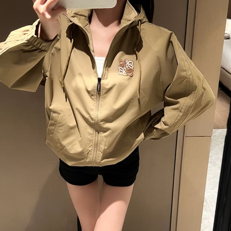 LW25 autumn/winter new design sense fashion drawstring hood khaki windbreaker jacket