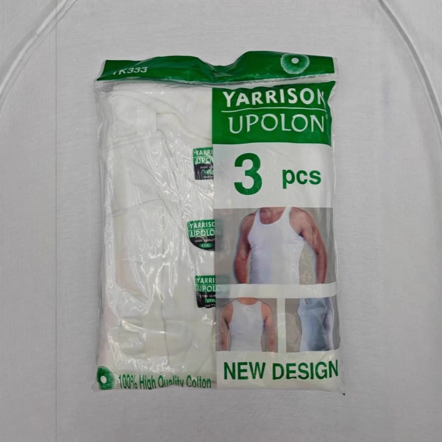 UPOLON VEST White Men's Undershirt 100% Cotton Tank Top 3-Pack Singlet Underwear