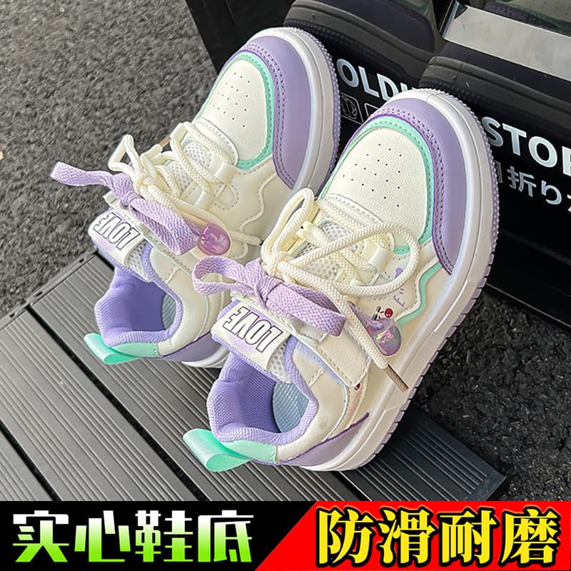 Girls' Skate Shoes Soft Sole Children's Sports Shoes 2025 Fall New Korean Casual Lightweight White Sneakers