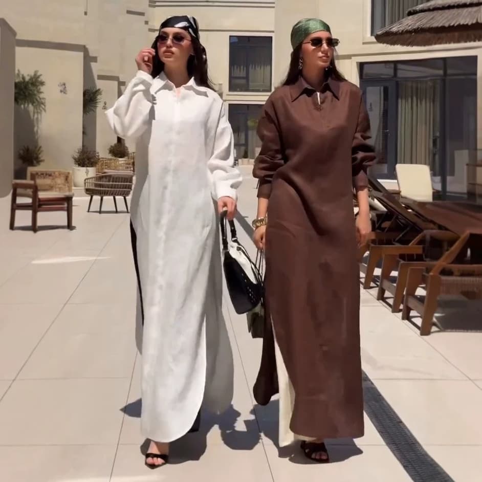 2026 Amazon European and American Style Loose Long Sleeve Shirt Suit for Women Fashionable Casual Two-Piece Set Cross-border Women's Long Robe