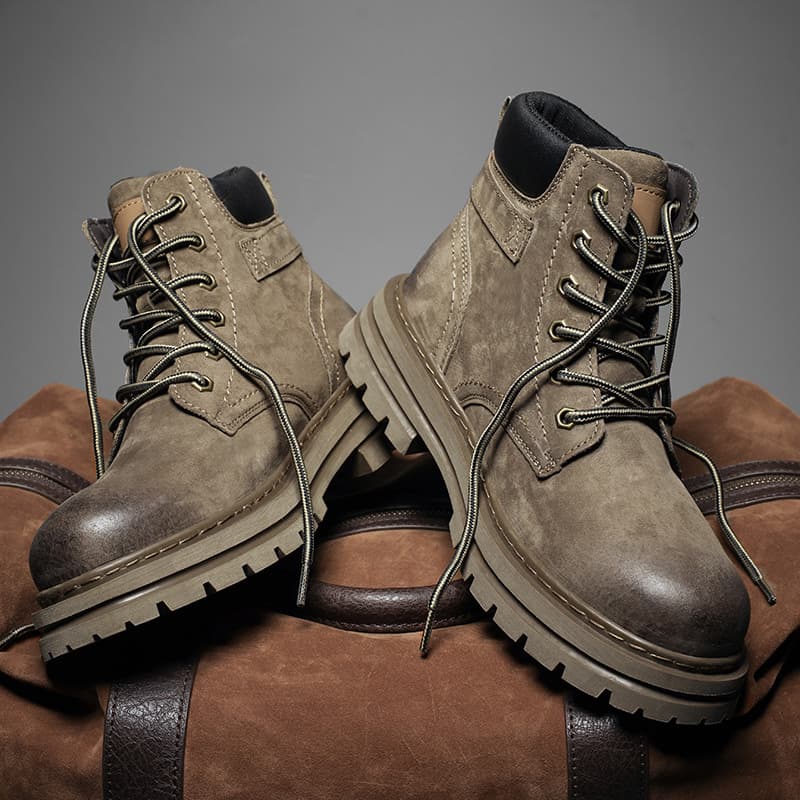 Men's Martin boots, 2025 new autumn style, American retro high-top genuine leather boots, winter hiking and work boots