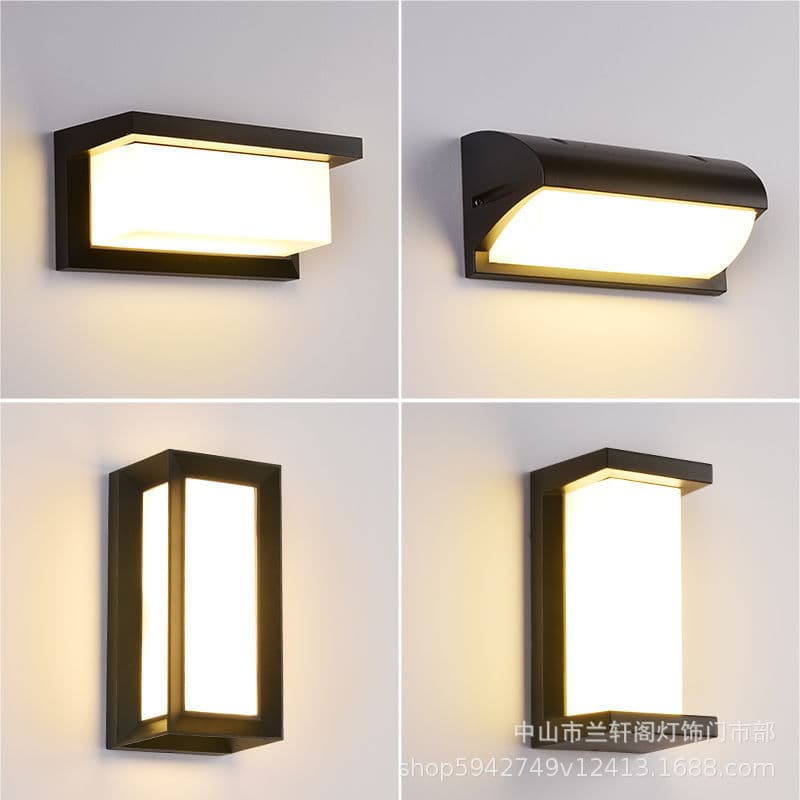 Cross-border Exclusive Plastic Outdoor Waterproof and Moisture-proof Wall Lamp, New Chinese Retro Style for Balconies, Exterior Walls, and Patios