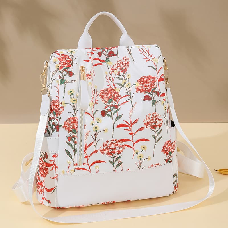 Large Capacity Women's Backpack Fashionable Printed PU Material Portable Shoulder Bag with Mobile Phone Pocket And Digging Bag