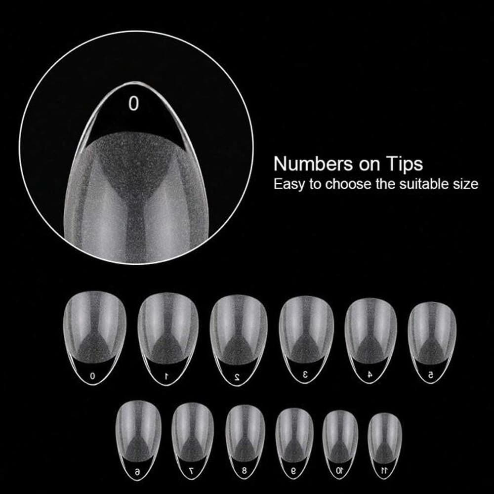 Nail Tips 120 Pieces Short Almond Teardrop Nail Tips Full Cover False Nails Natural Color Transparent Color Boxed Nail Tips