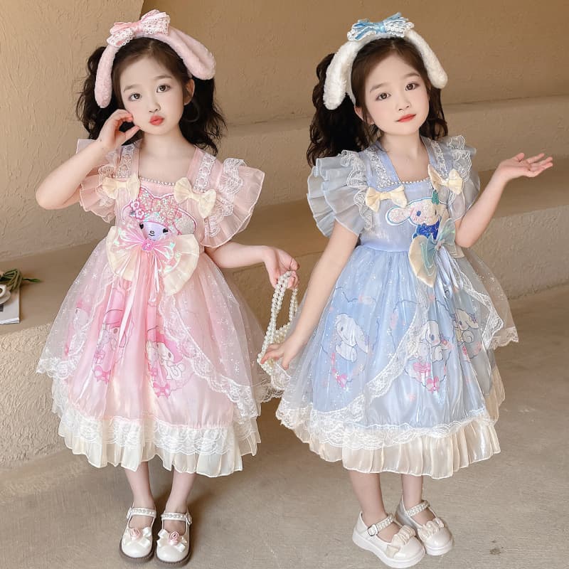 Girls Lolita Princess Dress Children's Fashionable Tutu Skirt Baby Girl Dress Cinnamoroll Melody Dress Trendy