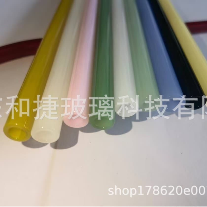Shandong Hejie direct supply 14 colors colored high borosilicate 3.3 acid salt glass tubes for lighting decoration materials