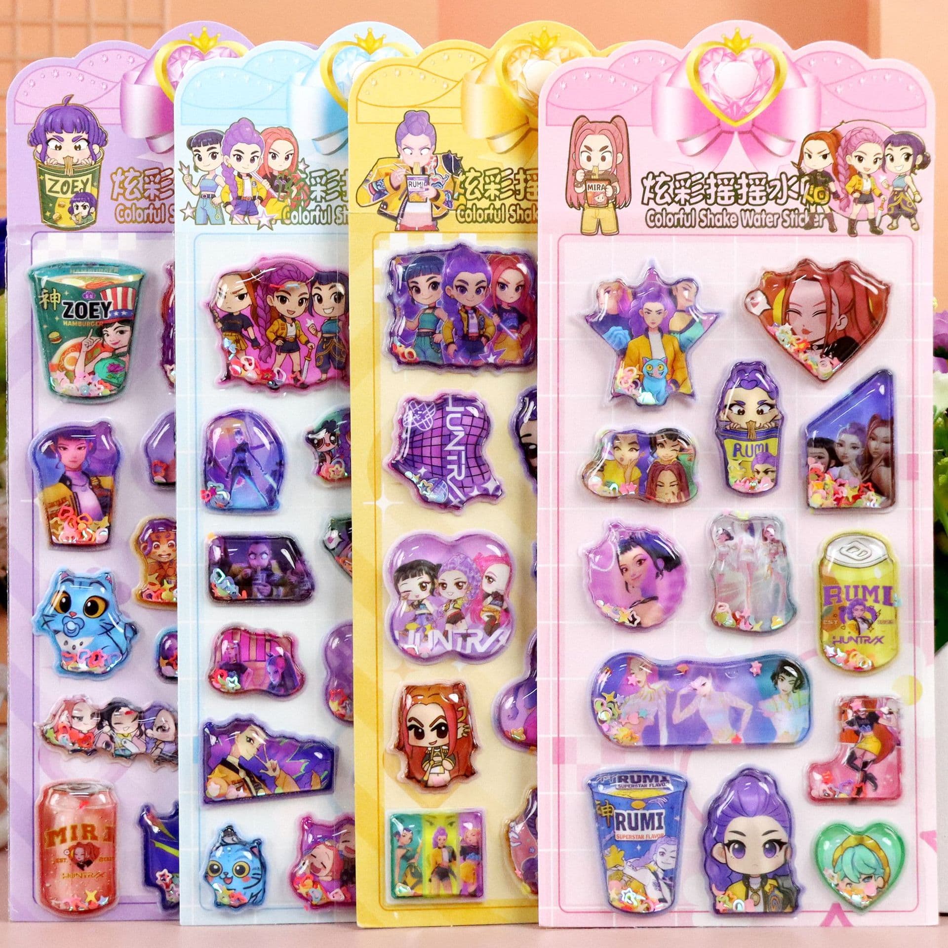 New 3D PVC Water Slide Sticker for Kids Cartoon K-pop Demon Hunters Cross-border Sticker