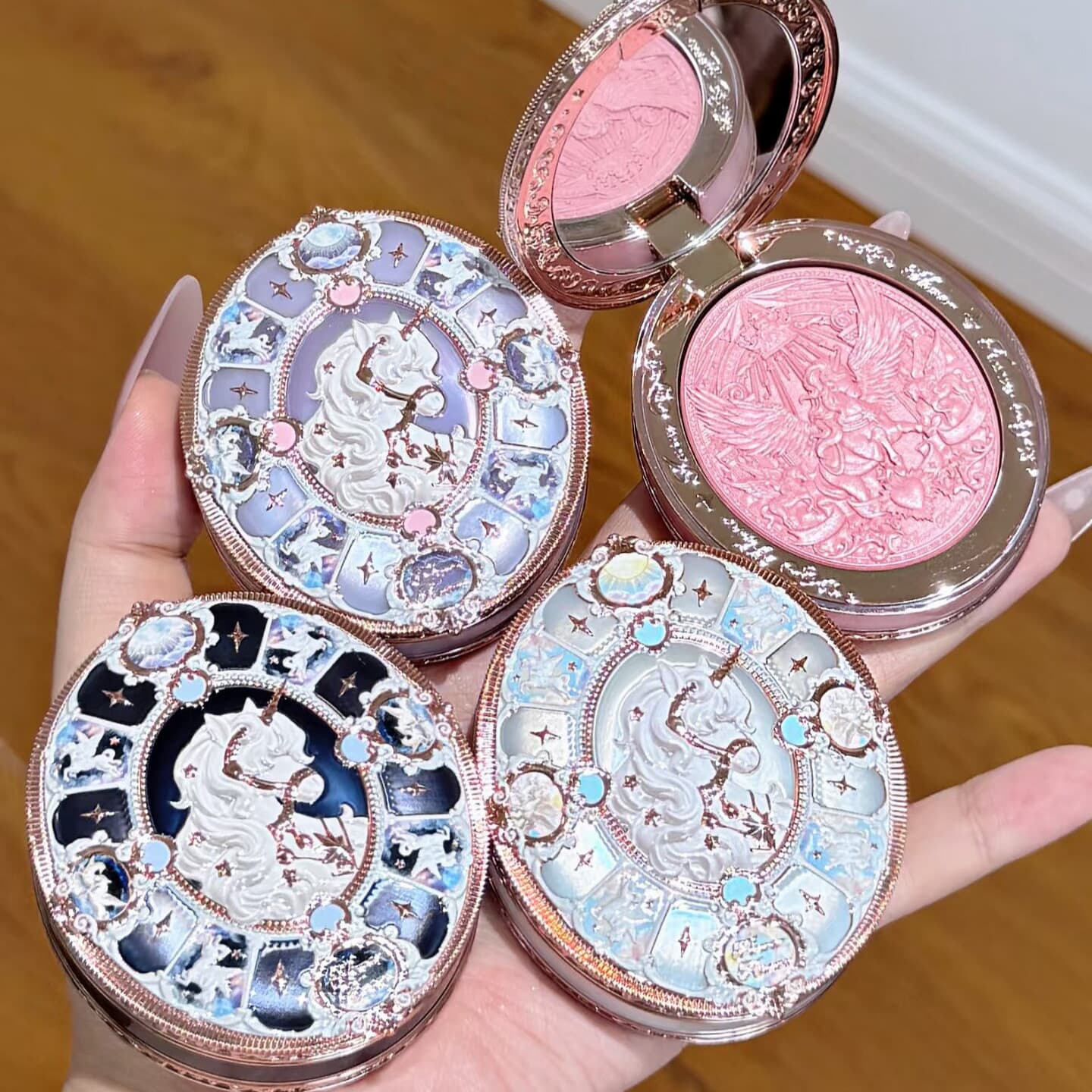 Flower Knows Knight Unicorn Silk Satin Blush Skin Adhering Long Lasting Atmosphere Shrink Expand Color Daily Light Makeup