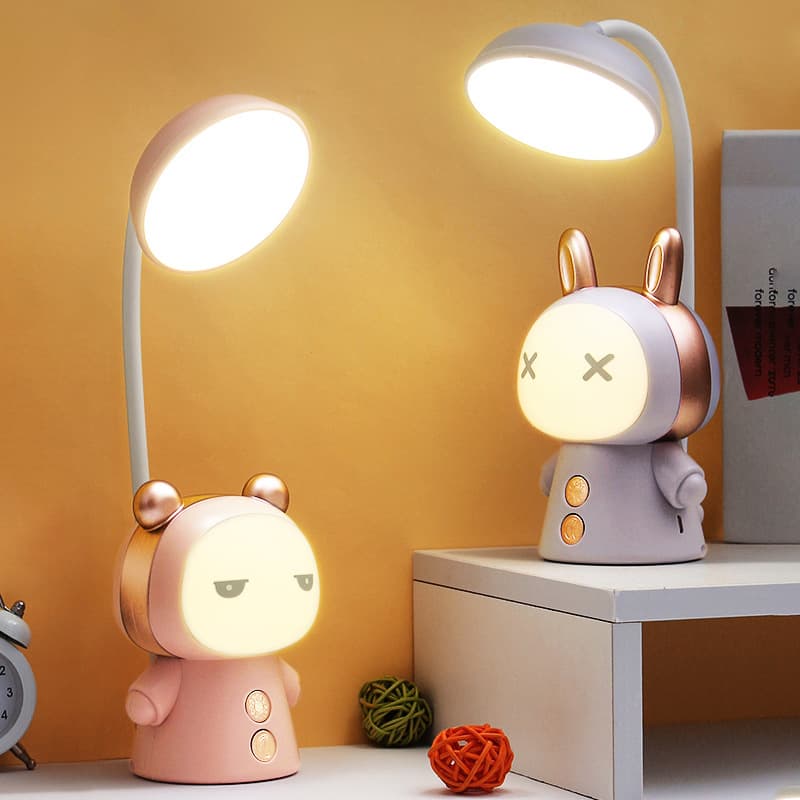 Creative LED Cartoon Eye-Protection Reading Light Table Lamp Small Night Light Study Charging Lamp Reading