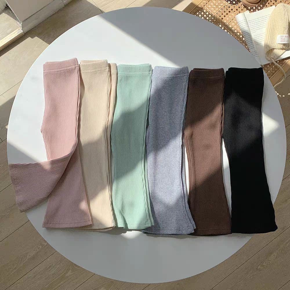 Spring and Autumn Girls' Clothing Casual Pants Baby Fashionable Children's Personalized Trendy Brand Korean Style Trendy Pit Striped Solid Color Flared Pants