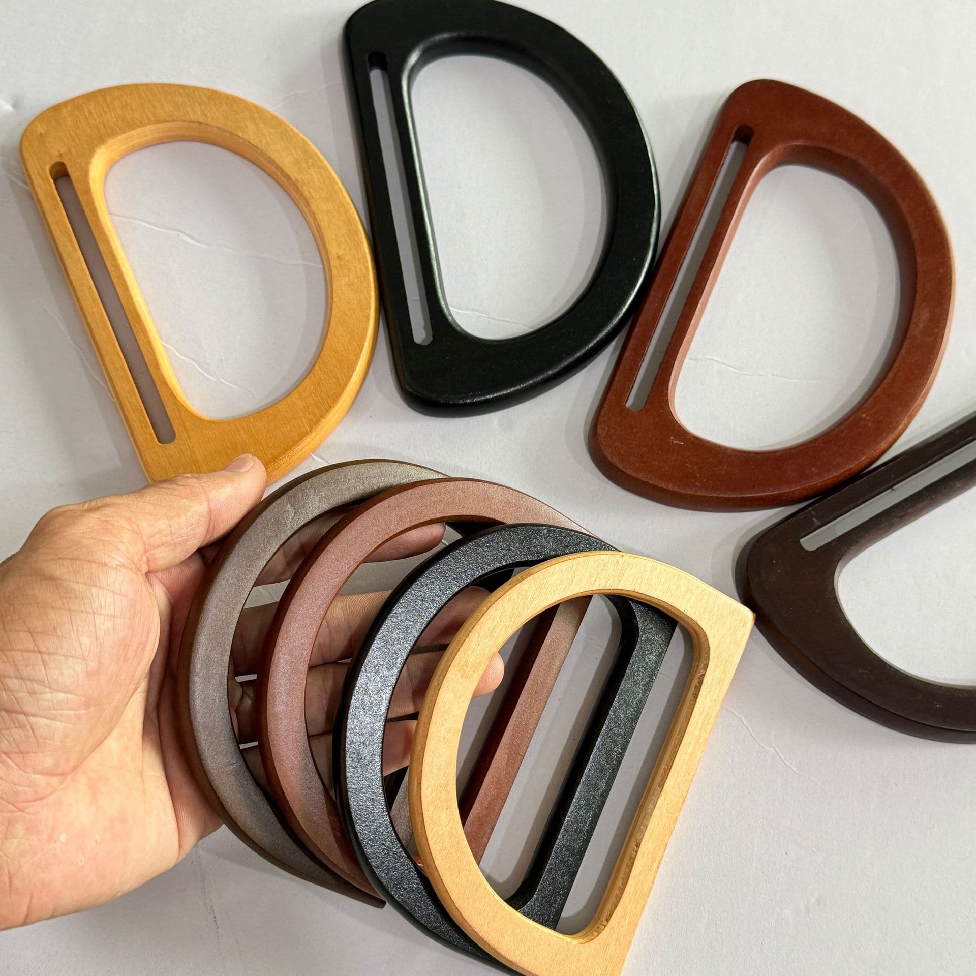 Solid Wood Accessories Small and Large D-Shaped Handles Gift Box Bag Carry Rings DIY Wooden Handles Craft Wood Rings Wholesale