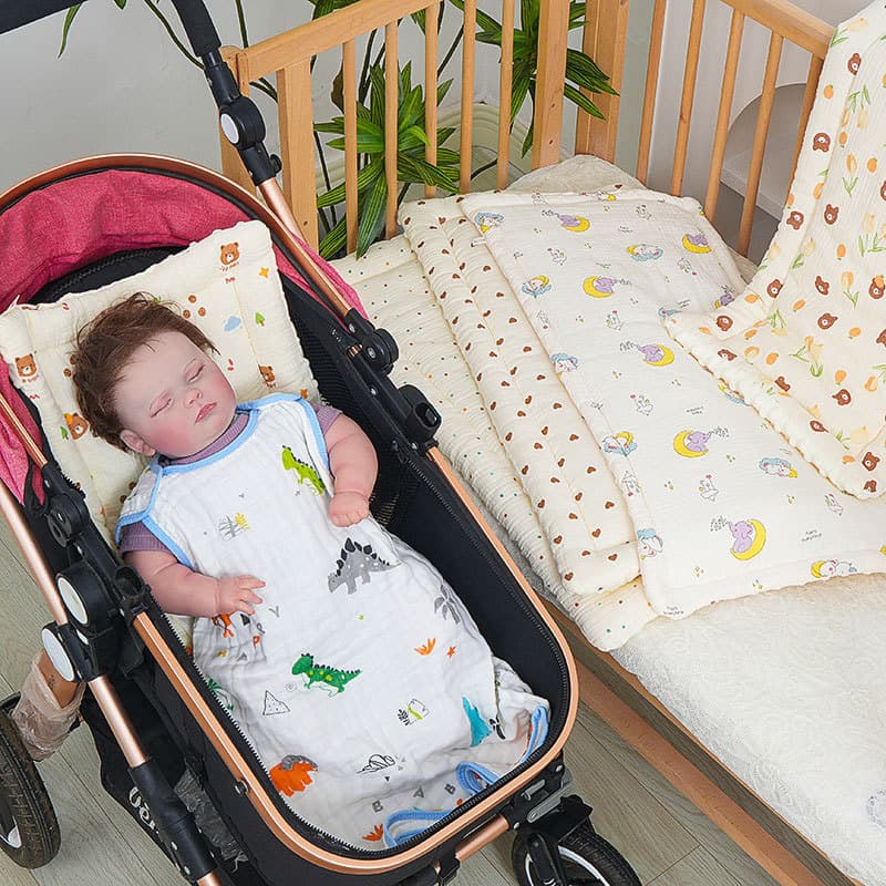 Stroller Pad Gauze Baby Cart Outdoor Mat Soft Comfortable Thickened Warm Pad Bean Velvet Soothing Pad Wholesale