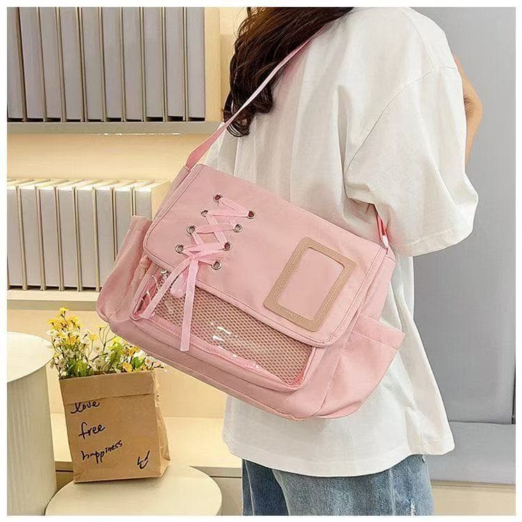 Japanese original pain bag transparent bar shoulder bag crossbody bag college style versatile simple large capacity messenger bag
