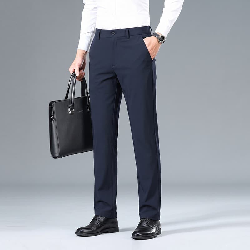 2026 Summer Thin Men's High Elastic Ammonia Ice Silk Business Casual Pants Men's Suit Pants Men's Long Straight Pants