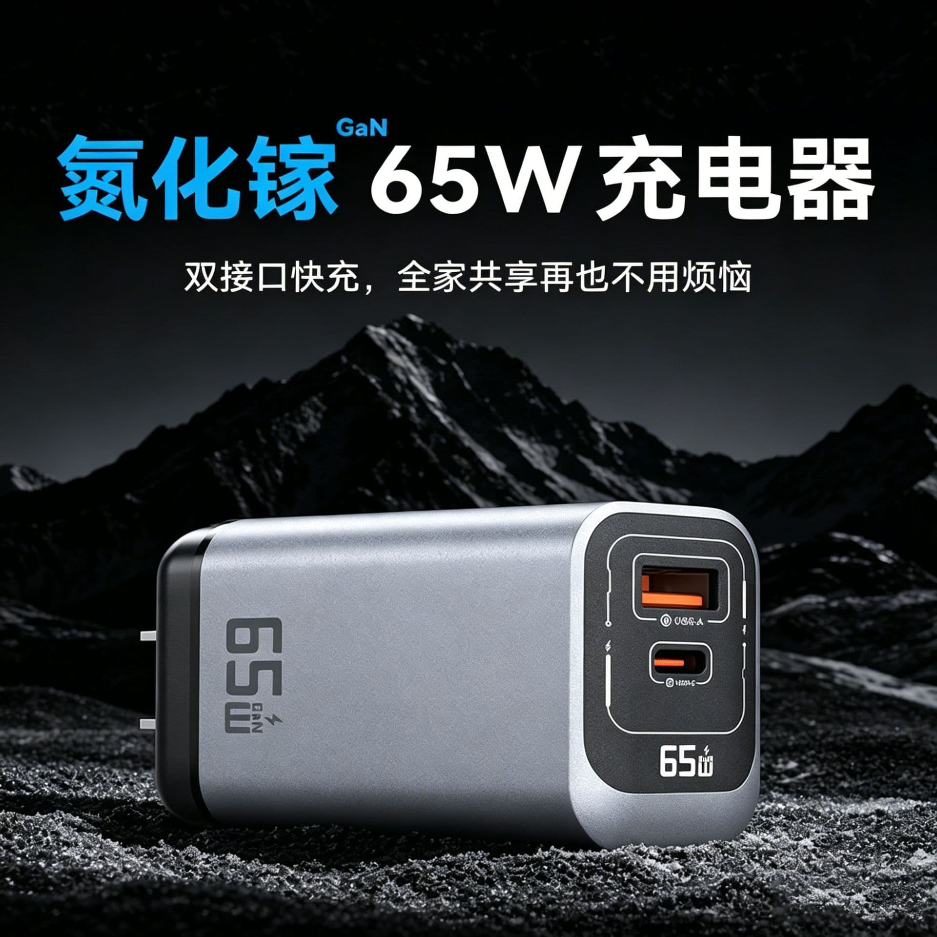 Shunwangshun 65W gallium nitride charger head multi-port PD fast charging head suitable for Apple Xiaomi 17pro Huawei tablet