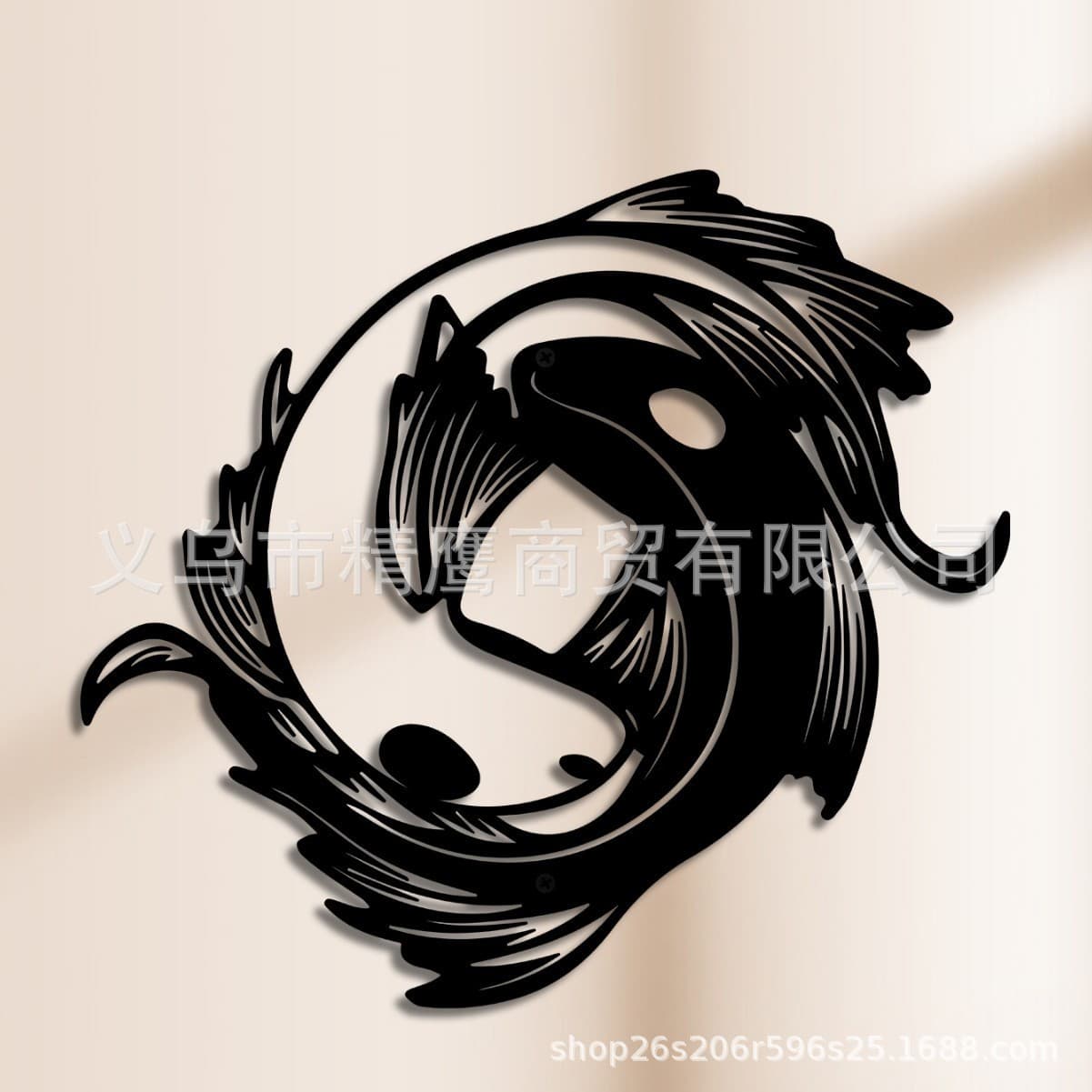 Pisces Metal Black Wall Decoration Wrought Iron Cutting Bedroom Living Room Wall Hanging Cross-border Hot Selling Wall Decoration Wall Hanging