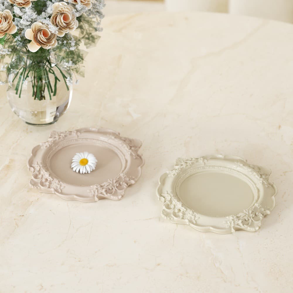 Cross-border European Vintage Lace Tray Resin Mold DIY Embossed Aromatherapy Gypsum Dish Coaster Silicone Mold