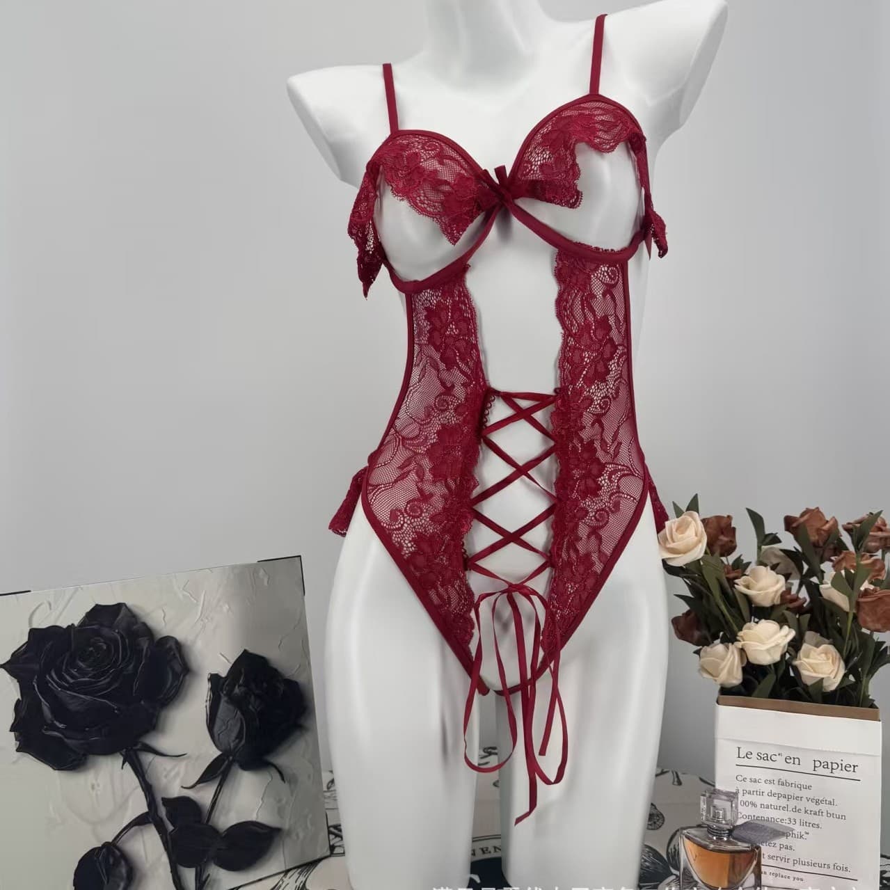 Sexy lingerie large size open-fit jumpsuit women's uniform bed passionate hollow free-to-take off pajamas wholesale 10 flirting