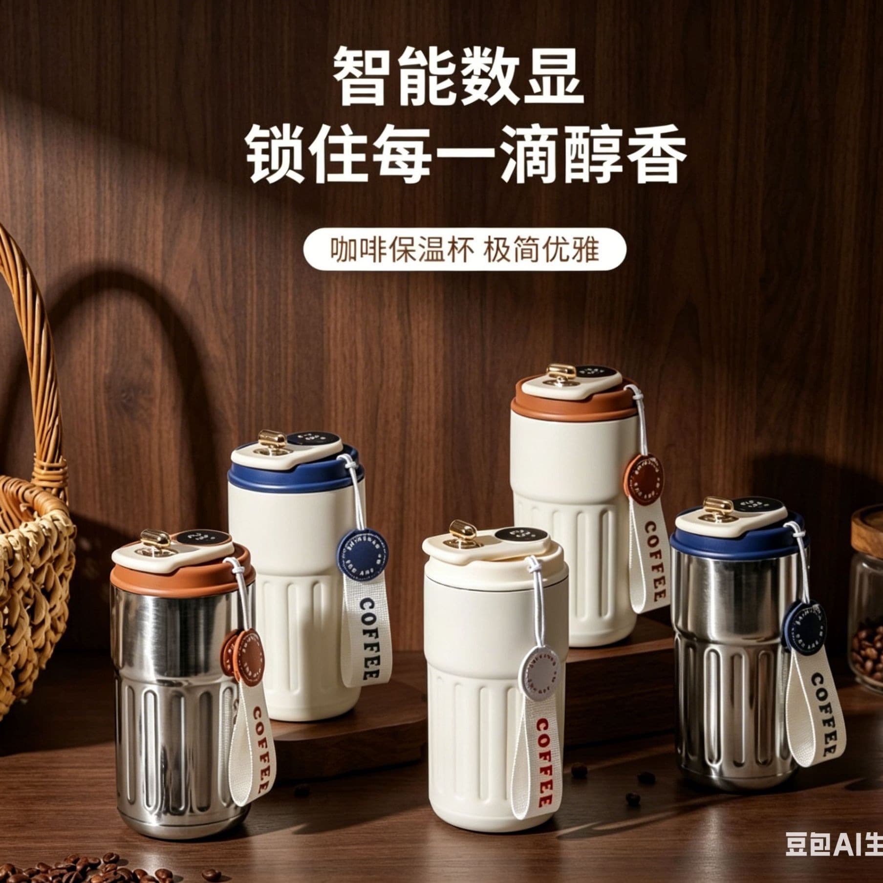 Titanium-Coated Stainless Steel Smart Temperature Display Travel Mug, High-Quality Vacuum Double-Wall Insulated Cup for Men and Women, Portable