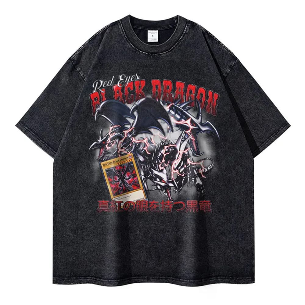 Anime Yu-Gi-Oh T-Shirts Vintage Washed Dark Magician Girl T-
