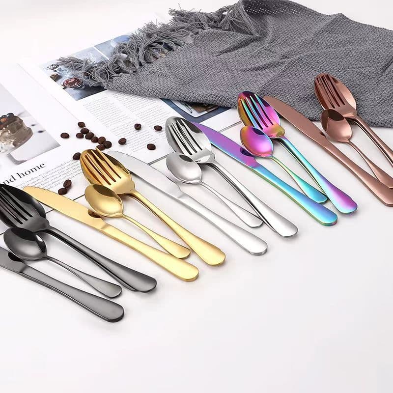 Stainless Steel Steak Knife Fork Plate Set Western Dining Utensils Full Set Home Restaurant High End Cutlery Set Modern Simple Style