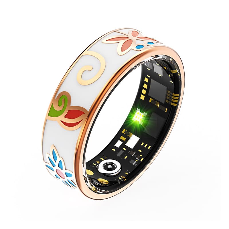 New cross-border smart ring with enamel heart rate and blood oxygen monitoring, step counting, sports Bluetooth, sleep tracking, women's style.