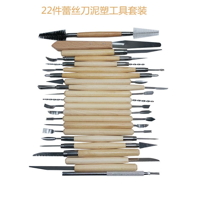 Soft clay clay 22 pieces of clay sculpture tools DIY pottery hand-made wooden sculpture carving shaping lace knife set