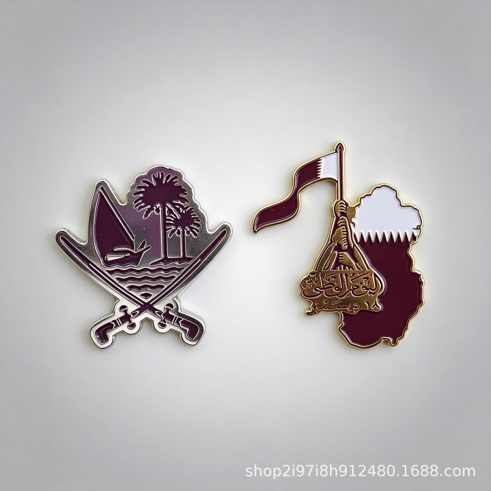 Qatar Flag Badge Emblem 3D Relief Craft Airshow Souvenir Gift Bulk Discount Middle East Export Souvenir Gift