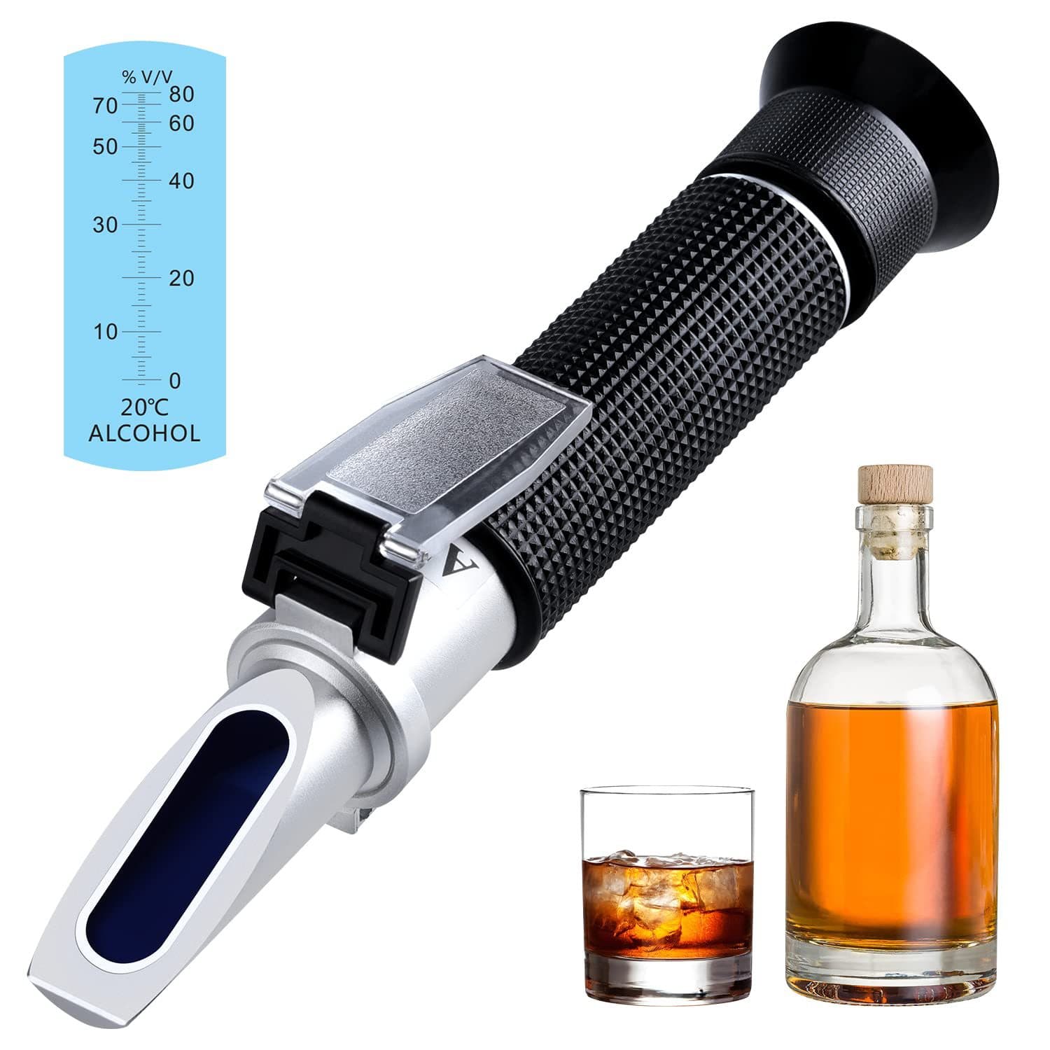 Alcohol Concentration Meter Handheld 0-80% Refractometer for Measuring Ethanol Alcohol Content
