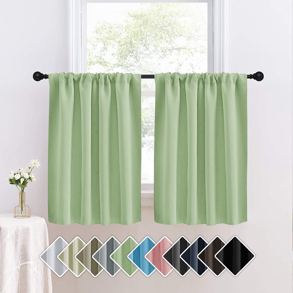 High Precision Short Curtains for Kitchen Bathroom Partition Light Blocking Modern Minimalist Style 100% Polyester Material