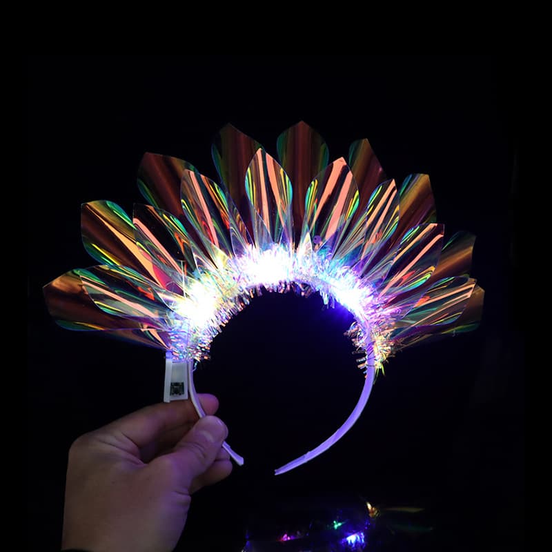 Cross-border LED Laser Crown Headband with Glowing Sequins and Flash Laser Film