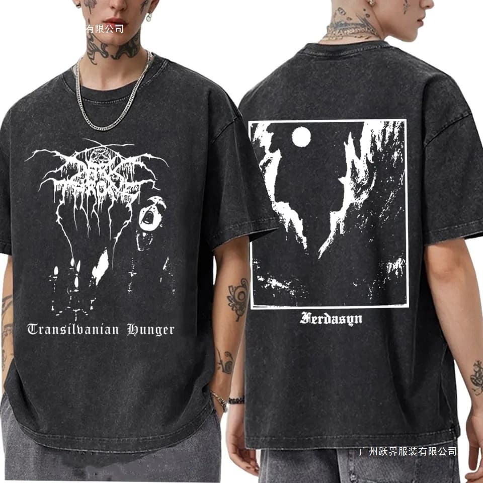 Dark Throne Transylvania Hunger Wash Retro T-Shirt Men Women Death Black Metal Rock