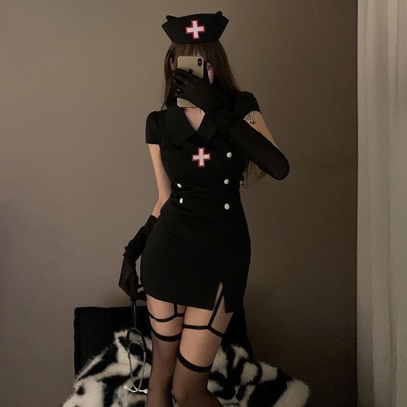 Internet Famous Dark Little Devil Halloween Cosplay Outfit Pure Desire Doctor Maid Set Little Nurse Uniform Tight Other