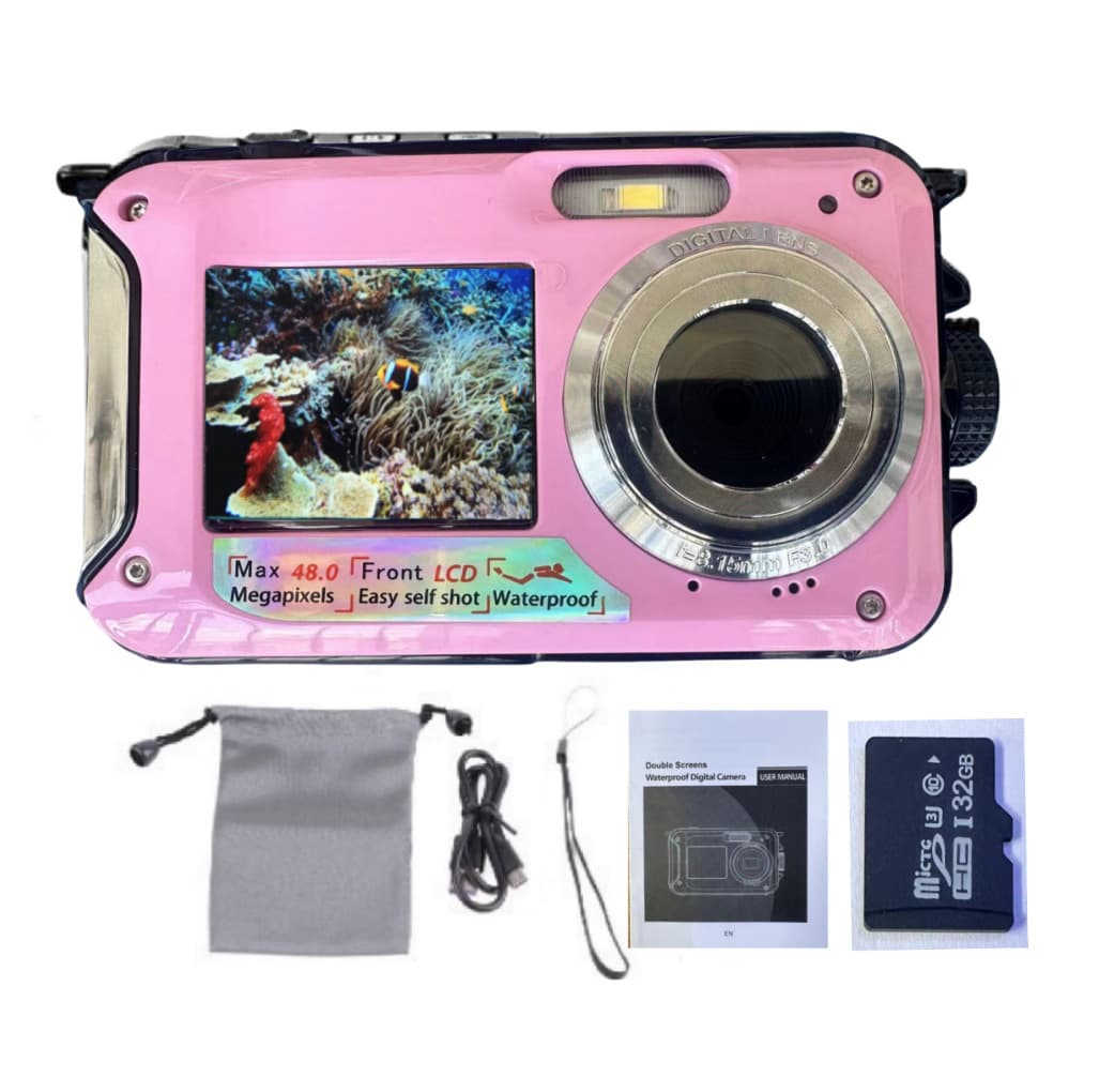 Export Version English Edition Underwater Camera Full HD 2.7K 48MP Waterproof Snorkeling Dual-Screen Digital Camera
