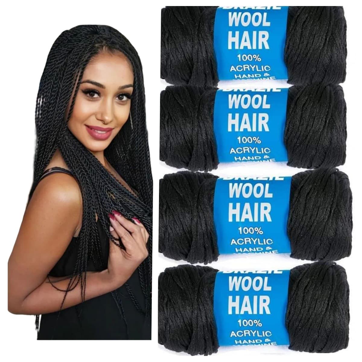 African wig thread polypropylene silk braided hair thread black braid braided thread brazil wool hair