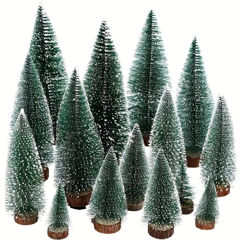 Christmas decoration mini Christmas tree Christmas window tabletop micro landscape small ornaments simulated stained white cedar needle tree
