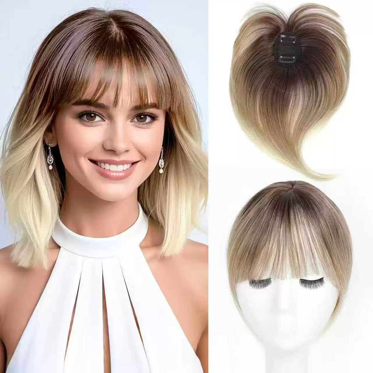 Cross-border European and American Hair Extension Women's Top Hair Cover Gray Hair Hair Extension Natural Seamless Invisible Bangs Hair Piece