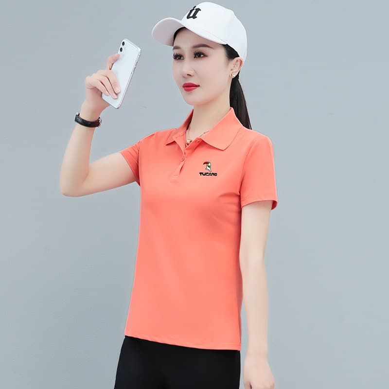 Woodpecker Multi-Color Quick-Dry Women's Summer Short-Sleeve Ice Silk Polo Shirt Outdoor Sports Team Loose Turn-Down Collar T-Shirt