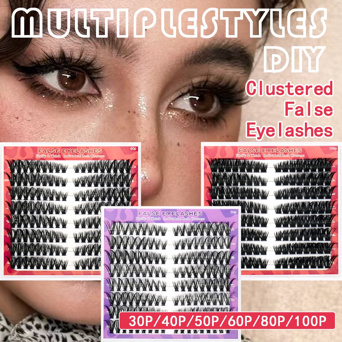 Cross-border Hot Selling False Lashes European American Hot Melt Cluster Mixed 3D Effect TikTok Single Cluster Lashes European American False Lashes