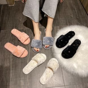 New Cross-border Trade Cherry Plush Slippers, Flat Indoor Home Slippers, Versatile Trendy Maternity Cotton Slippers