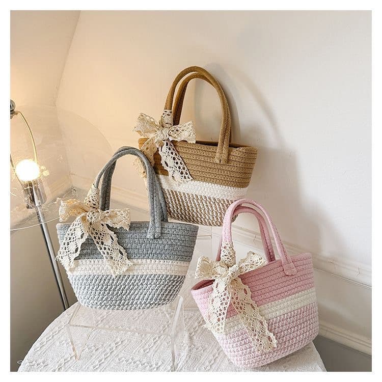Handwoven bag women's bucket bag 2023 new souvenir storage hand-held bag for women's birthday