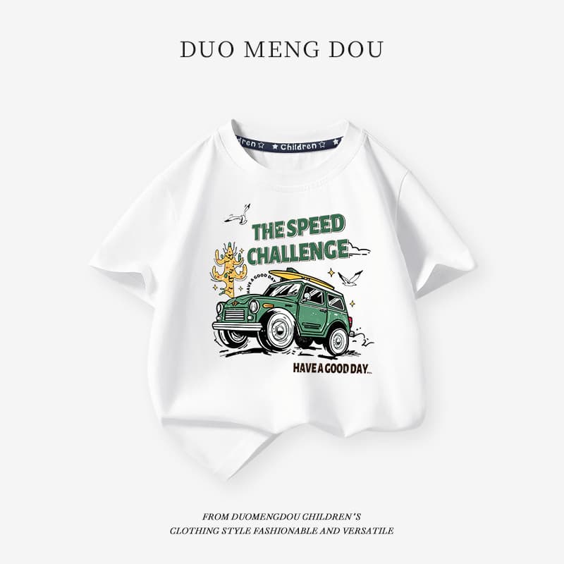 Boys Short Sleeve T-Shirt 2025 Summer Kids Round Neck Half Sleeve Cotton Boys Sports Top Moisture Wicking