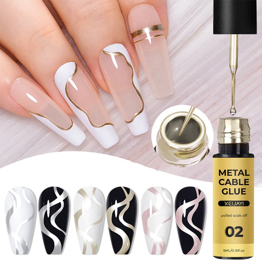 New Cross-Border Nail Art Metal Line Gel, High-Density Outline Painting Gel, Metallic Gel, UV Nail Gel 5ml