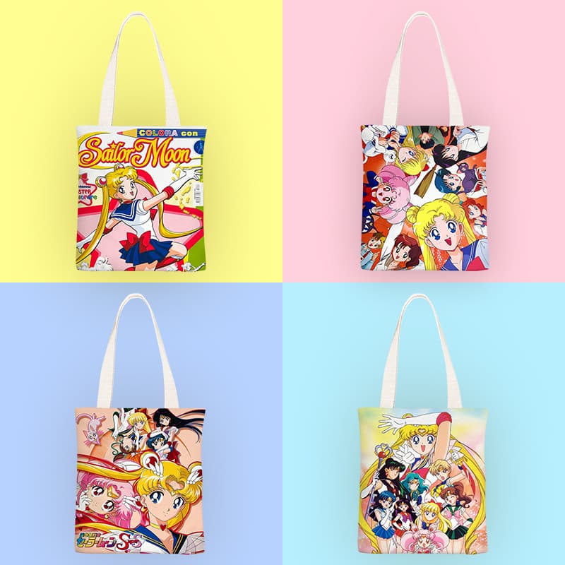 Sailor Moon Shopping Bag Cartoon Anime Tote Canvas Bag for Women Shoulder Bag Student Handbag Canvas Bag