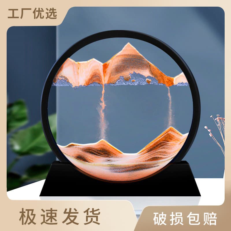Quicksand Painting Art Decoration Hourglass for Living Room, Office, Wine Cabinet, TV Cabinet, Creative Nordic Solid Wood Decor